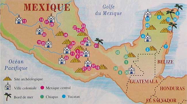 carte touristique du mexique - Image
